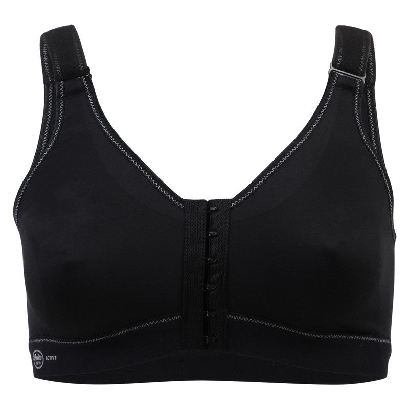 Anita - Front Closing Sports Bra - Black
